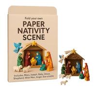 DIY Paper Nativity Scene, Christmas Origami Set with Jesus Angel & Animal, Easy to Fold, Creative & Educational, Origami Kit for Beginners Perfect for Christmas Decorations, (Style B)