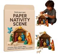DIY Paper Nativity Scene Craft Kit, Christmas Origami Set with Jesus Angel & Animal, Easy to Fold, Creative & Educational,Origami Kit for Beginners Perfect for Christmas Decorations,Family Activities