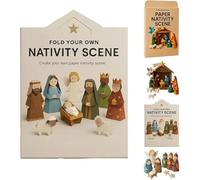 DIY Paper Nativity Scene - DIY Paper Craft Nativity Scene Kit, Christmas Nativity Set with Jesus, Angel and Sheep, Handmade Origami Kit for Beginners Lover, Friends, Family (Style A)