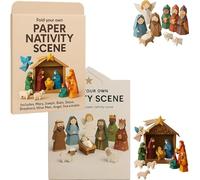 DIY Paper Nativity Scene, Origami Kit for Kids, Christmas Origami Craft Set with Jesus Angel and Animal, Easy to Fold, Origami Kit for Beginners, Holiday Paper Decoration for Craft Lovers (A+B)
