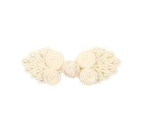 DIY PARK 5 Pair Handmade Solid Beaded Traditional Chinese Frog Closure Knot Button Cheongsam Fastener(Cream)