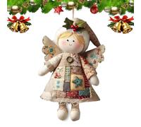 DIY Patchwork Angel Doll Kit, Handmade Patchwork Doll Sewing Kit with Fabric Pieces and Embroidery Accessories, 6-Inch Crochet Christmas Tree Ornament,Vintage Fabric Craft for Beginners (C#)
