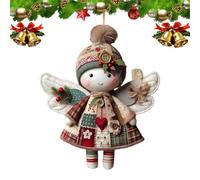 DIY Patchwork Angel Doll Kit, Handmade Patchwork Doll Sewing Kit with Fabric Pieces and Embroidery Accessories, 6-Inch Crochet Christmas Tree Ornament,Vintage Fabric Craft for Beginners (A#)