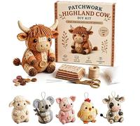 DIY Patchwork Animal Kit - Felt Patchwork Mouse DIY Sewing Kit, Handmade Sewing Craft Kit, Patchwork Mouse Cow Sheep DIY Kit, Handmade Felt Sewing Craft Kit for Adults and Teens (Cow)