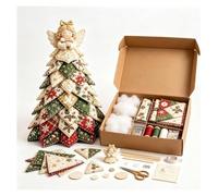 DIY Patchwork Christmas Tree Kit 3D Fabric Sewing Craft Set, Mini Christmas Trees Tabletop Holiday Decor Gifts, Beginners Friendly, DIY Quilted Christmas Tree Mantel Shelf Display (Multicolor-G)