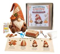 DIY Patchwork Gnome Kit, Fabric Sewing Set for Adults, Create Your Own Adorable Gnomes, 3D Gnome DIY Sewing Project for Halloween Christmas Fall Home Decor