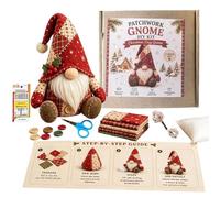 DIY Patchwork Gnome Kit, Fabric Sewing Set for Adults, Create Your Own Adorable Gnomes, 3D Gnome DIY Sewing Project for Halloween Christmas Fall Home Decor