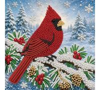 DIY Pearl Painting Set Red Cardinal Bird with Frame 20x20cm Full