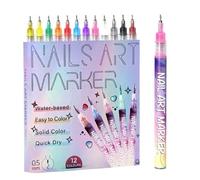 DIY Pen - Coloring Highlighter Contouring Tool User-friendly Nail Design Set with 12 Pieces | Creative Manicure Accessories for Home, Salon, Acrylic Paint Marker, Dotting