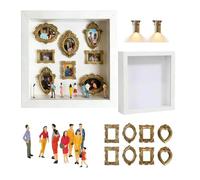 DIY Personalized Memory Shadow Box,Lighted Mini Museum of Us with Mini People Figurines,Unique Photo Display Frames to Celebrate Love,Wedding,Travel Memories-Elegant Home Decor Gift. (White)