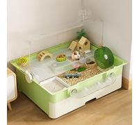 DIY Pet Hamster Cage, Drawer Type Dome Tunnel Hamster Breeding Box, Double Layer Design, Fully Open Large Sunroof, Easy Installation(Green)