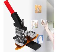 DIY Photo Magnet Maker Machine with Paper Cutter, 2x2 Inch Square Fridge Magnet Maker, Includes 100 Pieces Materials for Badge Making, Create Unique Acrylic Magnets