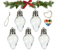 DIY Plastic Light Bulb Decorations, Jumbo Plastic Ornament Fillable Gift Jar with Lid, Reusable Candy Jars for Christmas Crafts Party Favors, Hanging Decorations Gifts for Neighbors, Friends(5pcs)