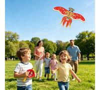 DIY Poles Kite Beach Angling Themed Flying Dynamic Wing Kites With Rod Line Dynamic Winds Flying For Outdoor Beach Kite For Family Outdoor Activities (Red, 30cm)