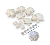 DIY Pottery Painting Kit, 10 Plaster Turtles Set with Acrylic Paint, Paint Your Own Design, Ages 6+, Paint Your own Pottery kit, Turtle Gifts, Set of Turtles, Ready to Paint Pottery, Group Activity