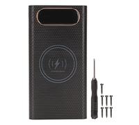 DIY Power Bank Box, Portable 6x Battery Charger Case LCD Display Dual USB Output Ports Plastic Shell Box with 22.5W Fast Charge 15W Wireless Charging, Micro and Type C Input