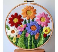 DIY Punch Needle Kits Colorful Daisy Flowers Easy for Beginners Punch Needle Embroidery Set with Hoop Stamped Pattern for Craft Lovers and Home Decor-3