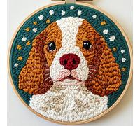 DIY Punch Needle Kits Cute Cartoon Cocker Spaniel Dog Christmas Embroidery Punch Needle Starter Craft with Hoop Easy for Beginners for Festival t and Decoration 20x20cm-1