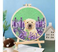 DIY Punch Needle Kits Cute Cartoon Cute West Highland Terrier Dog Embroidery Punch Needle Starter Craft with Hoop Easy for Beginners for Festival t and Decoration 20x20cm-1