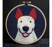 DIY Punch Needle Kits for Beginners Cute Cartoon Bull Terrier Dog with Hoop Embroidery Punch Needle Starter Craft Set Easy for Adults and Children Festival Gift and Decoration 20x20cm-6