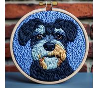DIY Punch Needle Kits for Beginners Cute Giant Schnauzers Dog with Hoop Punch Needle Starter Craft Embroidery Set Easy for Adults and Children Festival Gift and Decoration 20x20cm-4