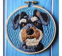 DIY Punch Needle Kits for Beginners Cute Giant Schnauzers Dog with Hoop Punch Needle Starter Craft Embroidery Set Easy for Adults and Children Festival Gift and Decoration 20x20cm-3
