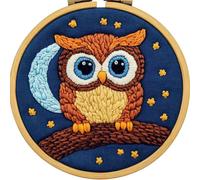 DIY Punch Needle Kits for Beginners Owl with Moon with Hoop Punch Needle Starter Craft Embroidery Set Easy for Adults and Children Festival Gift and Decoration 20x20cm-3