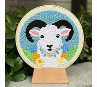 DIY Punch Needle Kits for Beginners Oxen & Horses Pattern with Hoop Embroidery Punch Needle Starter Craft Set Easy for Adults and Children Festival Gift and Decoration (Goat)