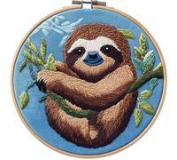 DIY Punch Needle Kits for Beginners Sloth with Hoop Punch Needle Starter Craft Embroidery Set Easy for Adults and Children Festival Gift and Decoration 20x20cm-1
