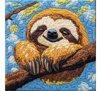 DIY Punch Needle Kits for Beginners Sloth with Hoop Punch Needle Starter Craft Embroidery Set Easy for Adults and Children Festival Gift and Decoration 20x20cm-4