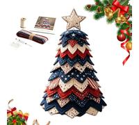 DIY Quilted Fabric Christmas Tree Red White Blue Seasonal