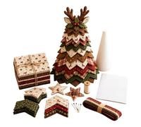 DIY Quilted Santa Christmas Tree Kit,Handmade Fabric Patchwork Kits,3D Sewing Craft Set for Adults,Holiday Tabletop Decor, Layered Ornament,Snowman Tree,Charming Quilting Gift，D