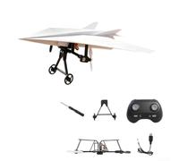 DIY RC Paper Airplane Kit with Gyro for stabilizer for smartphone Controlled RC Plane Dual Propellers Foldable Flying Toy for Outdoor STEM Learning Electric Remote Control Plane 15.5cm Black ABS Gyro