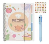 DIY Recipe Book, Blank Recipe Book for Own Recipes, Hardcover Cookbook, Personalized Recipe Book, Empty Record Cook Notes Book Journal to Fill In, Waterproof PP Cover for Family - 160 Recipes, Pink