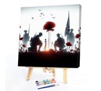 DIY Remembrance Poppy Paint by Numbers Kit on Canvas 40x40cm (Unframed)