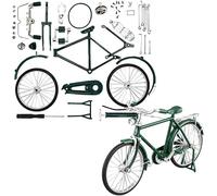 DIY Retro Bicycle Model Ornament for Kids, DIY Bicycle Model Scale, 1:10 Simulation Mini Bicycle Model Scale DIY Assembled Bicycle Model, Finger Bike Models Miniature Bicycle Toys (Diy_Green)