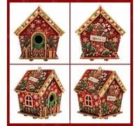 DIY Rhinestone Wooden House Craft Set 14.5cm Tall | Simple assembly steps, stress-relief hobby, unique holiday decor, easy to follow chart, festive gift