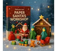 DIY Santa Claus Origami Kit,DIY Paper Santa Decor,Christmas Paper Craft Set with Santa, Elves, Cottage, Sleigh & Train, Easy to Fold Holiday Decoration & Educational Gift