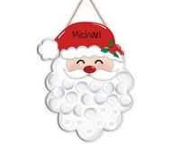 DIY Santa's Beard Christmas Countdown Decor Sign, Wooden Christmas Advent Calendar Santa Clause Crafts Keepsake for Baby Kids Activities with Pom Poms, Santa Countdown to Xmas Calendar Craft Plaque