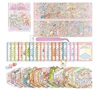 DIY Scene Sticker Book for Adults Girls Kids,20 Sets Make Your Own Sticker Therapy for Adult,Cute Cartoon House Isometric 3D Space DIY Scene Stickers Book Relief Stress Pass The Time