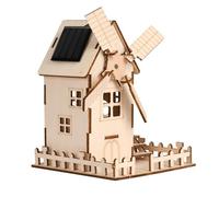 DIY Science Experiments Wooden Solar Windmill House STEM Kit for Kids - Science Kits with Solar Panel Power, Educational Renewable Energy Model, Hands-On Physics Project for Classroom Learning Activit