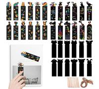 DIY Scratch Paper - 36 Bookmarks for Animals, Dinosaurs and Butterflies | Creative with Wooden Sticks | Ideal for , Parties and Manual Activities Esco