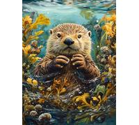 DIY Sea Otter Diamond Art Full Drill 12x16 Inch Diamond Painting Kits for Adults & Beginners - DIY Art Crafts for Relaxation and Home Wall Decor 100