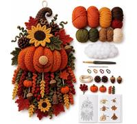 DIY Seasonal 3D Crochet Door Hanger Kit Collection, Crochet Starter Kit for Beginners, Handmade Wall Hanging Craft for Christmas, Halloween Decor, Farmhouse Rustic Holiday Porch Decor，#03