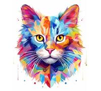 DIY Seed Bead Embroidery Kits Colorful Cat Portrait Bead Embroidery Kit Animal Embroidery Kits Easy Cross-Stitch Set for Adults Beginners 40x50cm