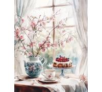 Diy Seed Bead Embroidery Kits Flowers And Cake By The Window 30x40cm