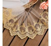 DIY Sewing Craft,Applique Decoration, 14cm Wide DecorativeRibbon Tulle Lace Edging Trimming Fabric Floral Webbing Fabric for Dressmaking Sewing Gift Wrapping(5 Yards)