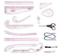 DIY Sewing Ruler, Pattern Cutting Rulers Set, French Metric Curve Ruler, Multiple Shapes and Sizes, with Scissors Bendable Drawing Template for Dressmaking
