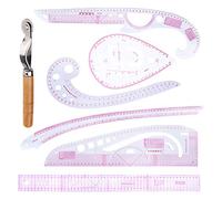 DIY Sewing Ruler Tailor Set 7 Pieces French Metric Ruler Set Plastic Curve Shaped Grading Rulers for Dressmaking Pattern Design Bendable Drawing Template for Dressmaking Multi-Purpose Cutting Ruler