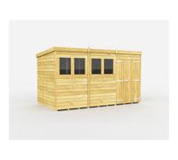 Diy Sheds 12X6 Pent Shed - Double Door With Windows